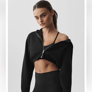 ALO Yoga Sweet Escape Zip Up Cropped Hoodie Sweater Size Small Excellent Cond